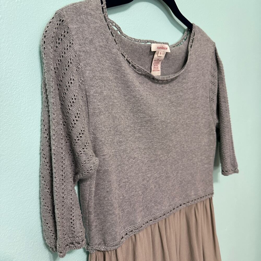 Sundance Gentle Dove Cotton Knit Bodice and Silk Dress w Pockets Gray Size Small - Picture 4 of 8